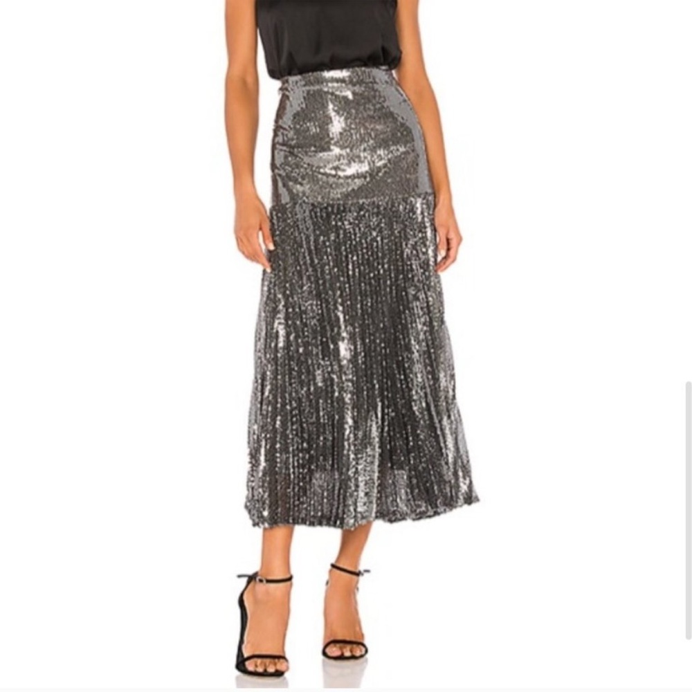 Bardot Metallic Silver Sequins Skirt